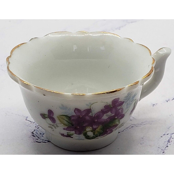 Vintage Miniature Purple Floral Tea Cup and Saucer Set Made in Japan - Picture 4 of 9